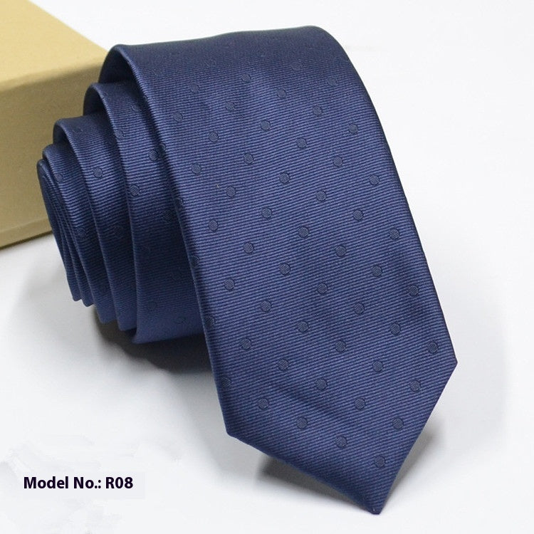 navy blue fashion exquisite jacquard tie with subtle dot pattern for men