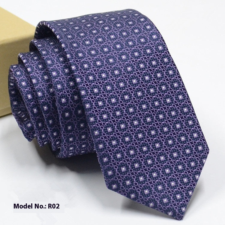 Fashion exquisite jacquard tie in purple with geometric pattern for wedding groom or formal wear