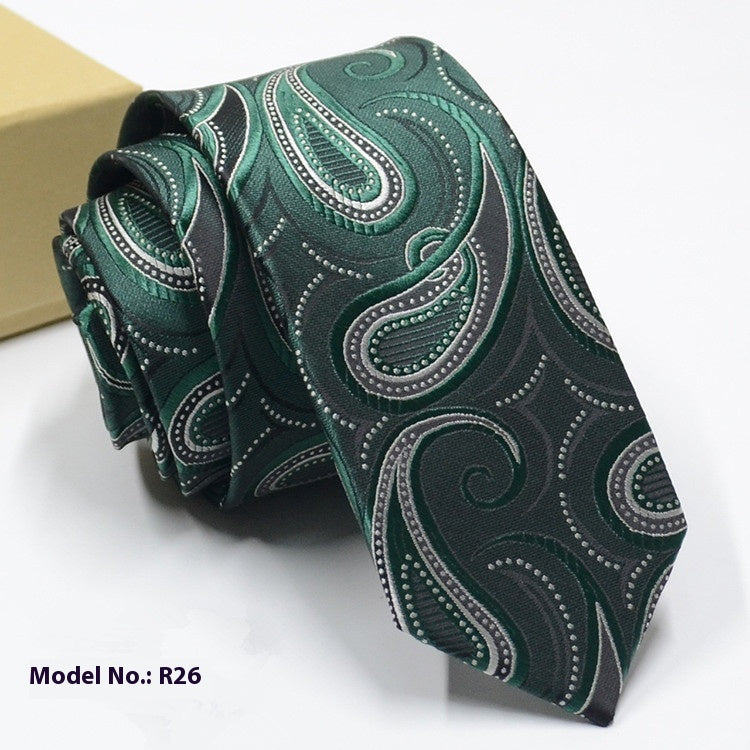 Fashion exquisite jacquard green paisley pattern men's tie for wedding groom accessory