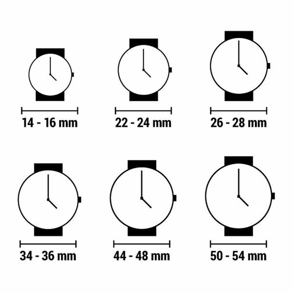 Size chart for men's watch case diameters including 44-48 mm for Men's Watch GC Watches Z07008G9MF with 44 mm case diameter.