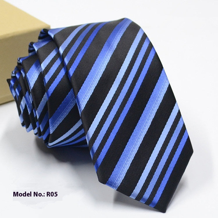 Fashion exquisite jacquard striped blue and black men's tie model R05