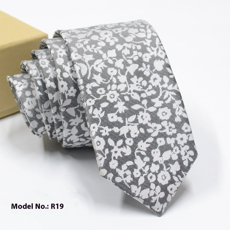 fashion exquisite jacquard tie with floral pattern in gray and white for wedding groom