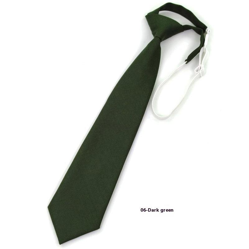 Dark green solid color men's arrow type cotton tie with adjustable strap