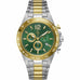 Men's Watch GC Watches with green dial, stainless steel gold and silver bracelet, 44mm case diameter, quartz movement