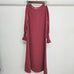 Round neck wavy ruffled long sleeve solid color polyester dress for kids hanging on hanger