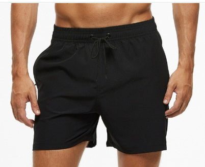 Black men's drawstring shorts with a relaxed fit