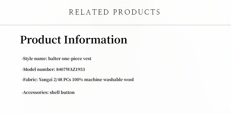 German Yangzi 48S machine washable wool halter neck slim jumpsuit for women with shell button detail