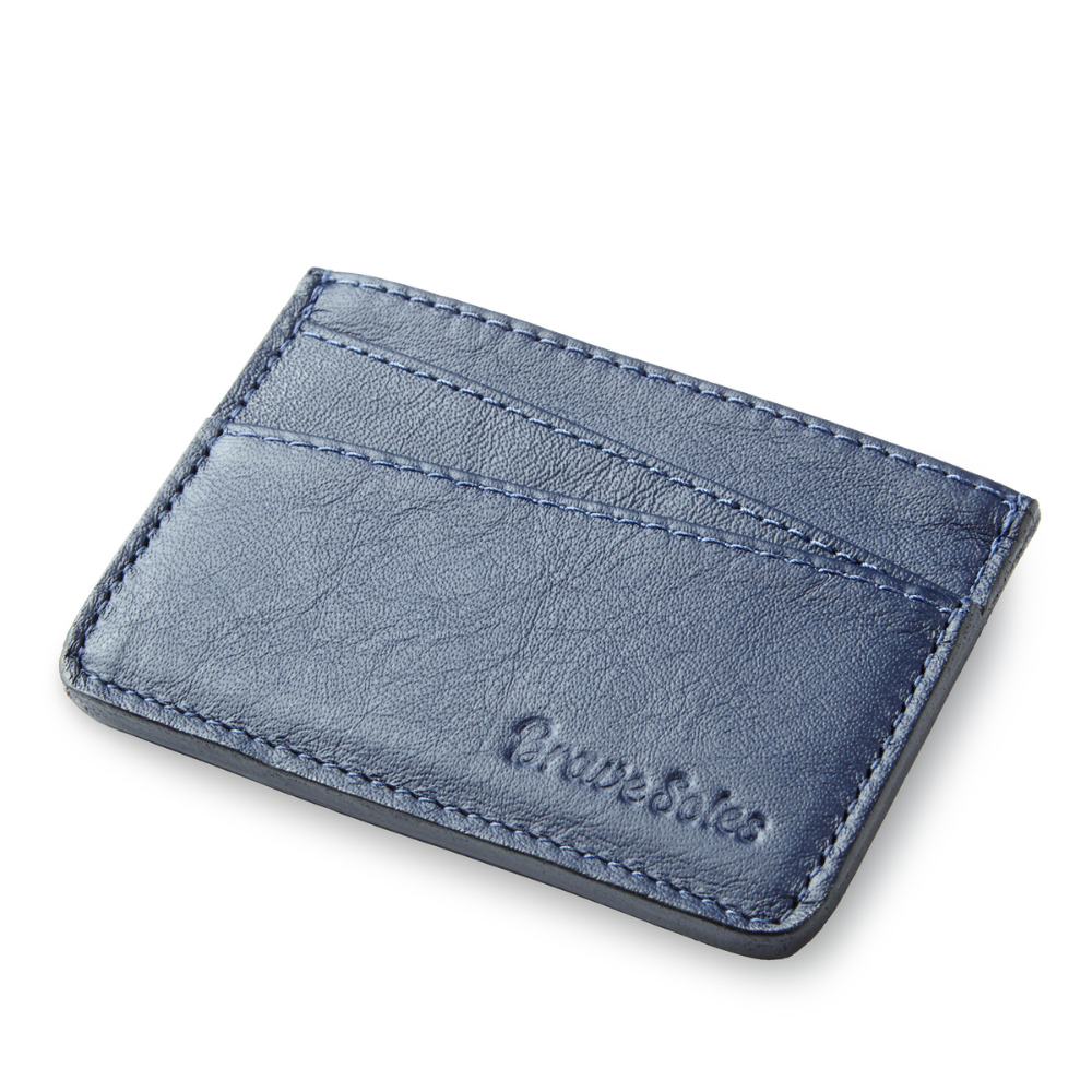 The Voyageur Card Holder upcycled leather card holder made from reclaimed plane seats with multiple card slots and a discreet cash pocket