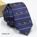 Fashion exquisite jacquard tie with striped pattern and small yellow dog motifs on navy blue background