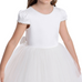Grace Angel Girls Formal Dress white satin bodice with pearl trim and sparkling tulle skirt with oversized bow detail