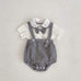 Baby romper with black plaid baby doll collar and bow tie in Korean summer style cotton fabric