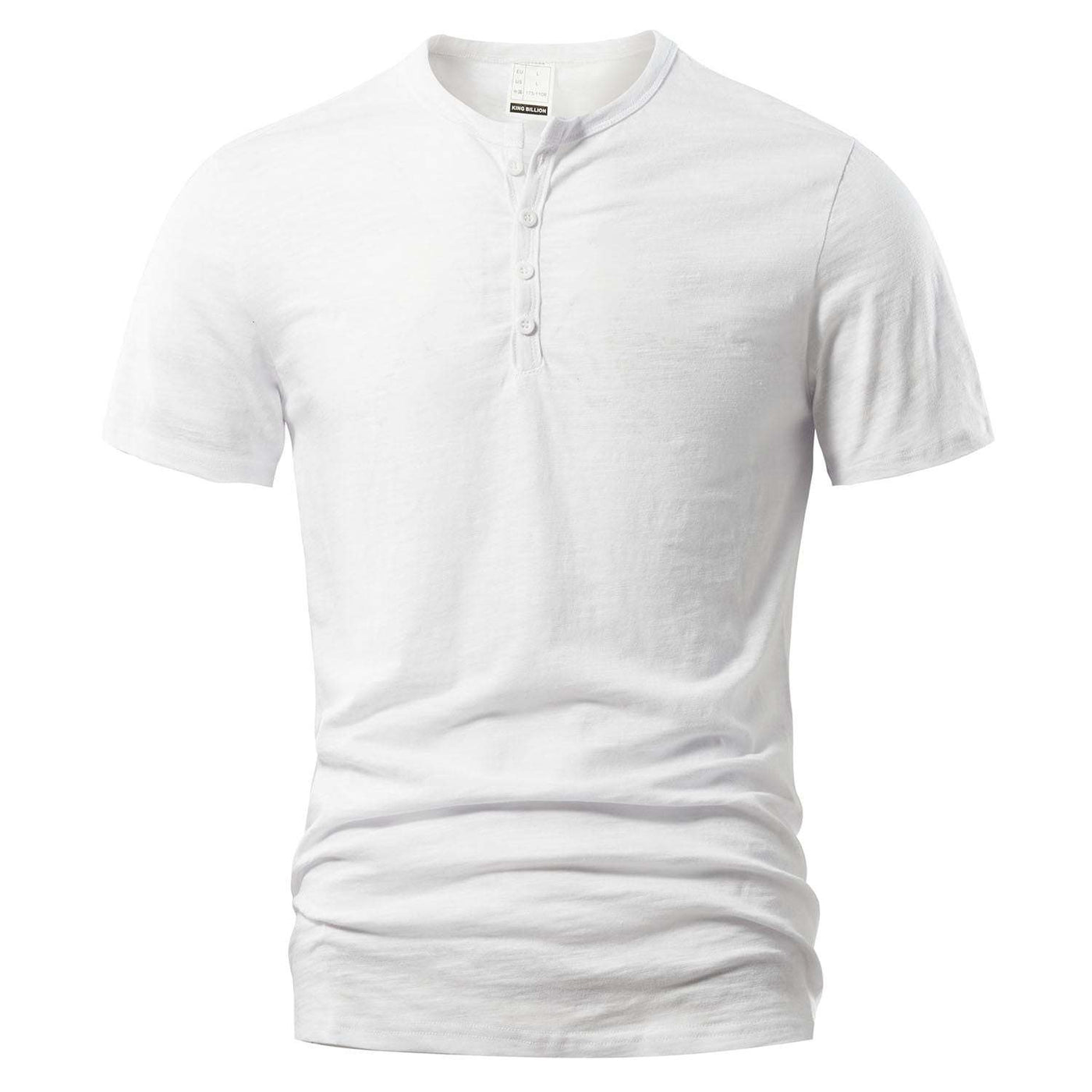 Men's slub cotton short sleeve solid color casual pullover t-shirt in white