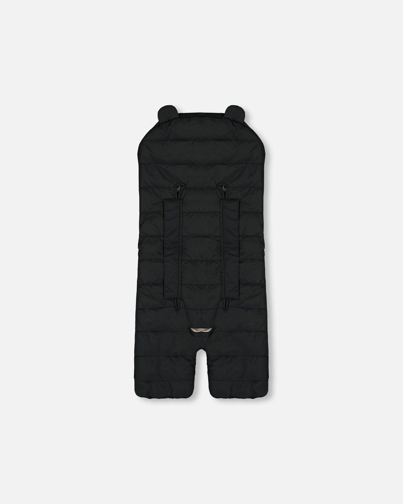Snuggly Wrap Black padded baby wrap for car seat and stroller with animal ears and front pocket