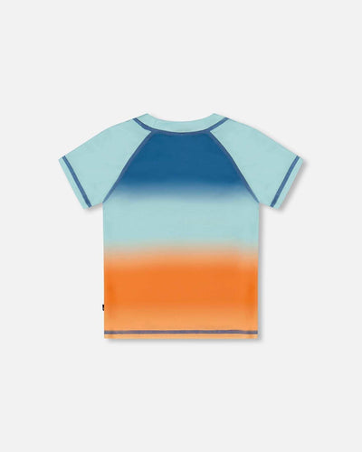 Short Sleeve Rashguard Navy Blue, Turquoise, And Orange-3