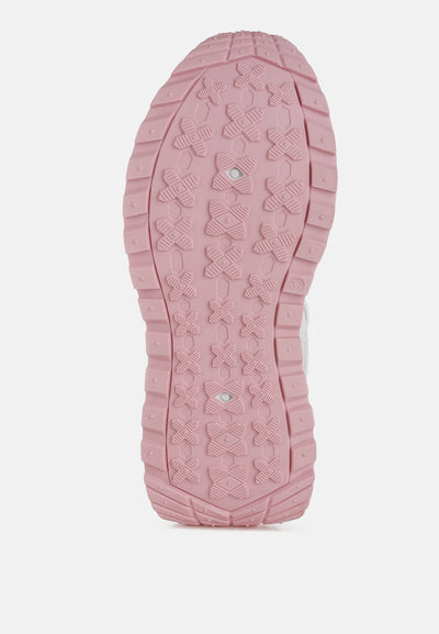 Pink anti skid TPR sole of Koters Print Embroidery metallic faux leather sneakers