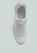 White Noltas Chunky Wedge Heel sneaker with croco embossment and metallic accents in faux leather
