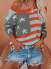 Women's knitwear American flag pattern long sleeve sweater pullover