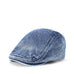 men's denim hat in light blue cotton with flat top style and casual sporty design