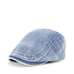 Light blue men's denim flat top hat with breathable cotton fabric, suitable for all seasons
