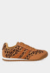Panther leopard print microfiber sneakers with lace-up design and cushioned insoles