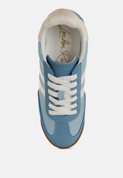Peak Burn Casual blue and white lace-up sneakers with faux leather upper and anti-skid rubber sole