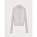 Senna Melody women's slim fit grey knitted cardigan with oblique double zipper placket and ribbed sleeves in merino wool and cotton blend