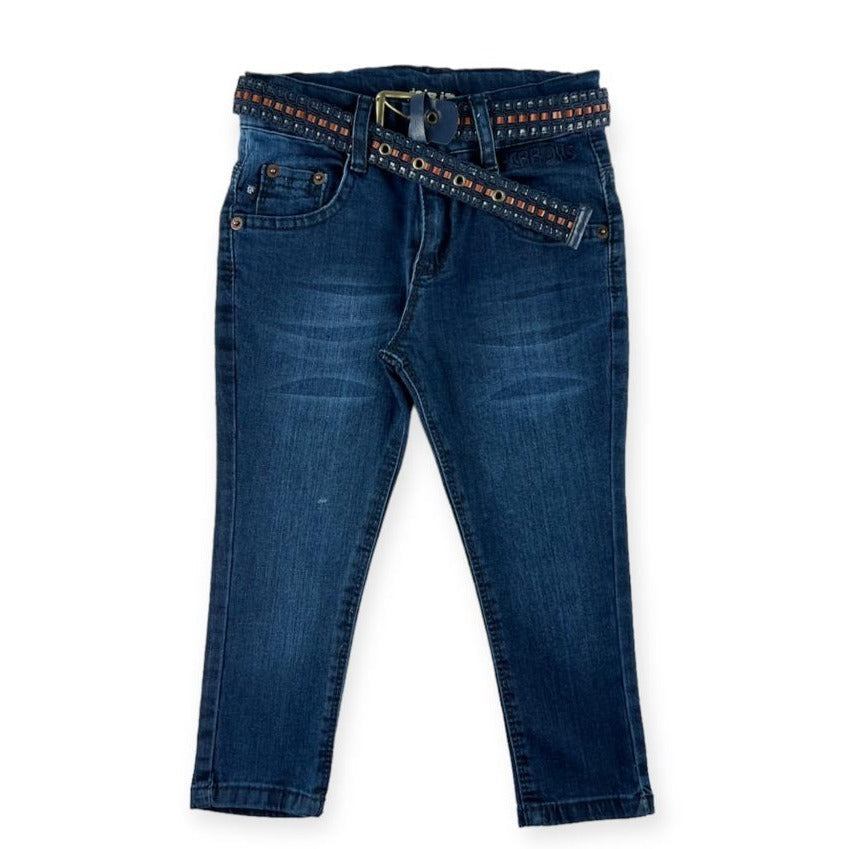 Royal Jeans Boys Denim Pants slim fit adjustable waist blue jeans with matching belt for boys