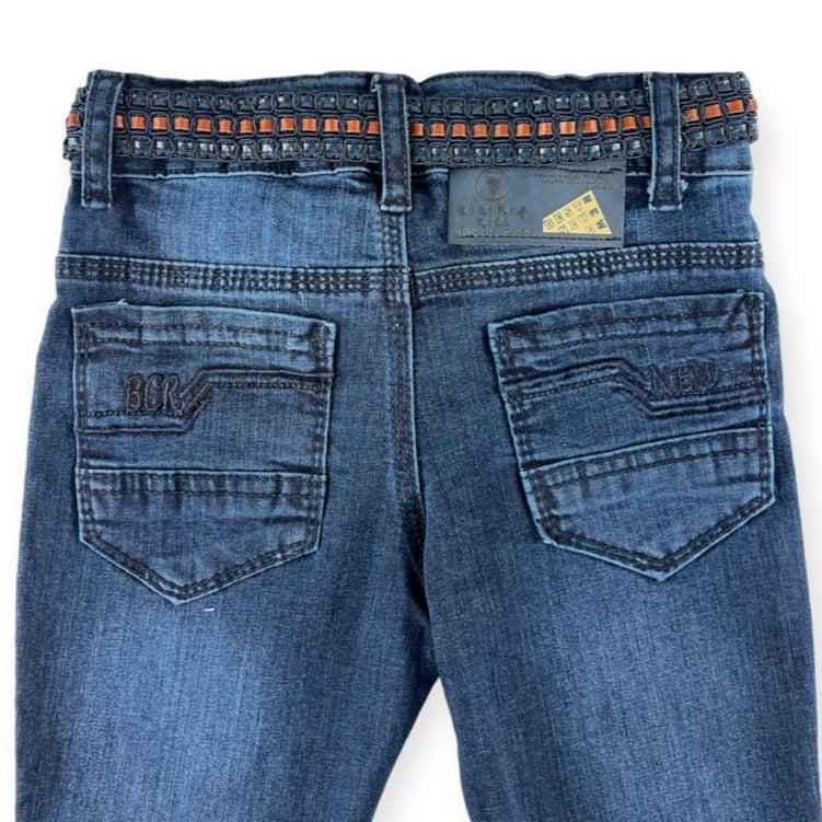 Back view of Royal Jeans Boys Denim Pants with adjustable waist and matching belt