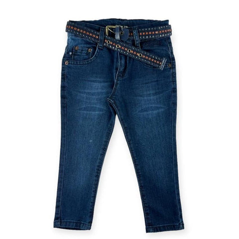 Royal Jeans Boys Denim Pants slim fit adjustable waist blue jeans with matching belt for boys