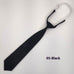Black solid color men's necktie with adjustable strap on white background