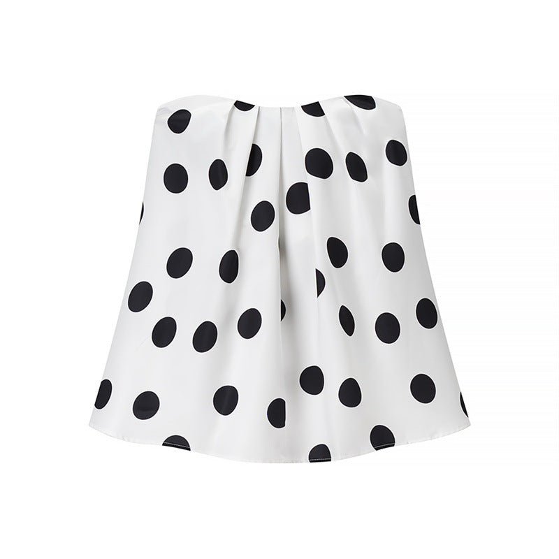 white high waist polka-dot top with black spots