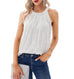 Women's halter round neck sequin camisole top in white, paired with jeans and silver clutch.