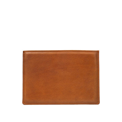 Slim brown leather iPad sleeve handcrafted in Europe with a slim, minimalist design and padded protection