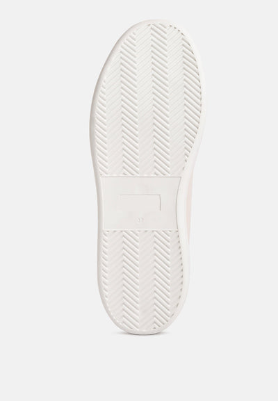 White rubber sole of Loyalty Embroidery Detail Sneakers with herringbone tread pattern