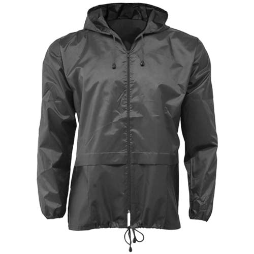 cagoule légère imperméable unisexe avec capuche et poches avant, coloris noir, taille S à XXL, compacte et facile à ranger