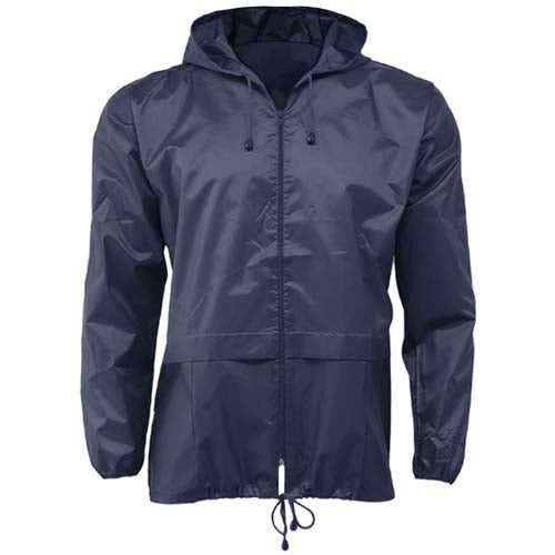 cagoule légère imperméable unisexe avec capuche et poches avant, taille S à XXL, couleur bleu marine