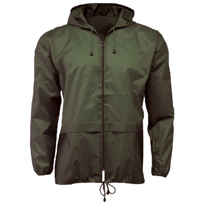 Cagoule légère imperméable unisexe avec capuche et poches avant, se range facilement.
