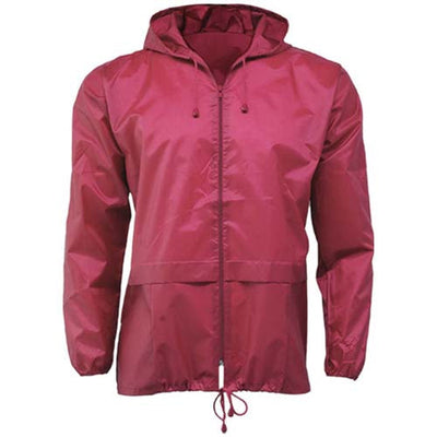 Cagoule unisexe imperméable légère à capuche avec poches avant, taille S à XXL, couleur rouge